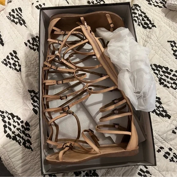 Free People Jeffrey Campbell Valley Gladiator Sandals Natural Leather Worn Once - Picture 6 of 7